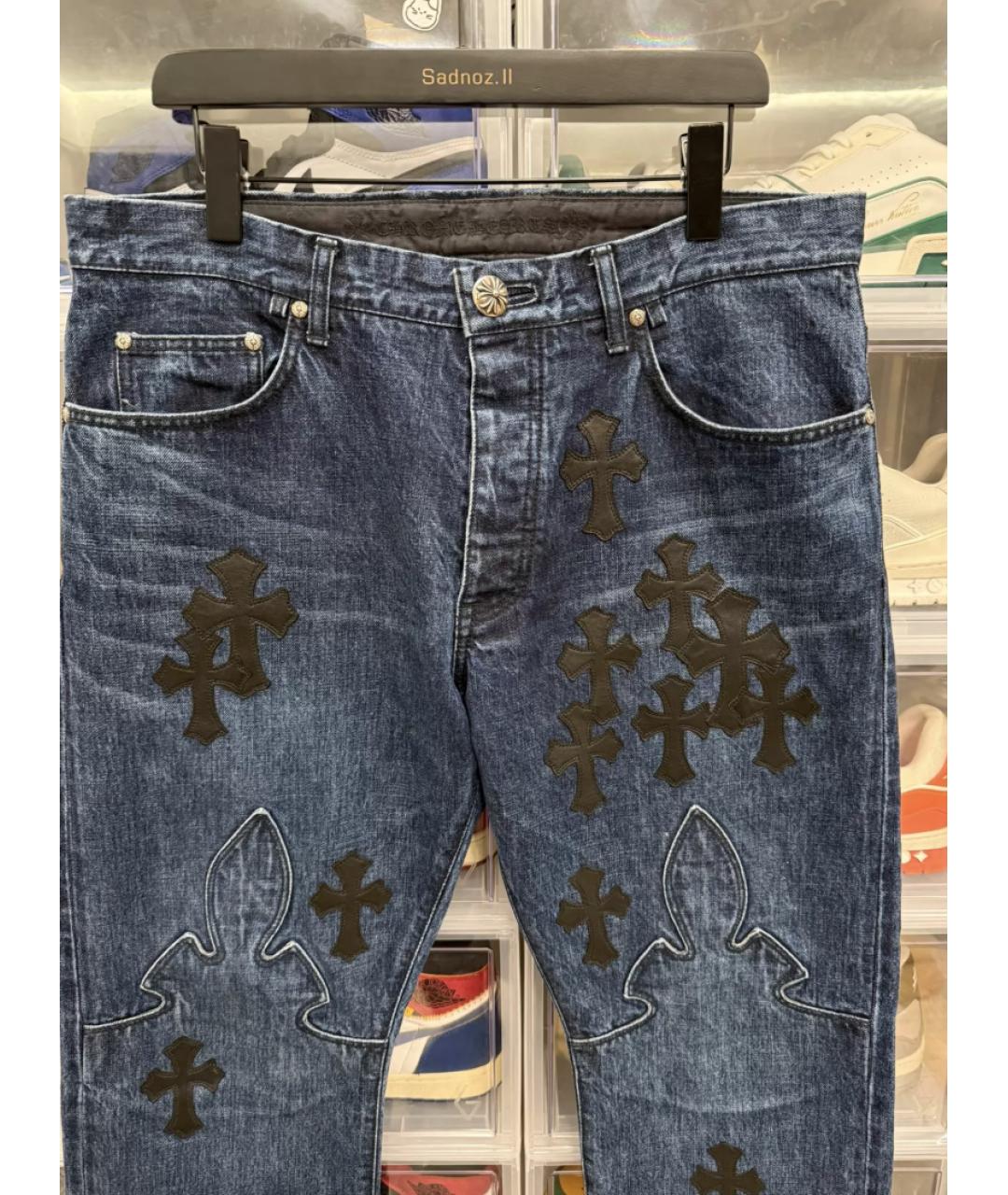 CHROME HEARTS Темно-синие хлопковые прямые джинсы, фото 7
