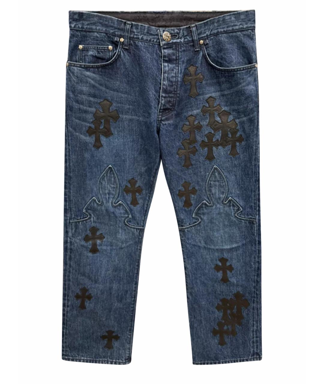 CHROME HEARTS Темно-синие хлопковые прямые джинсы, фото 1