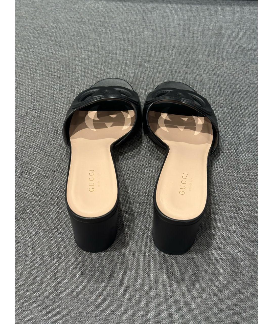 GUCCI Черные кожаные мюли, фото 4
