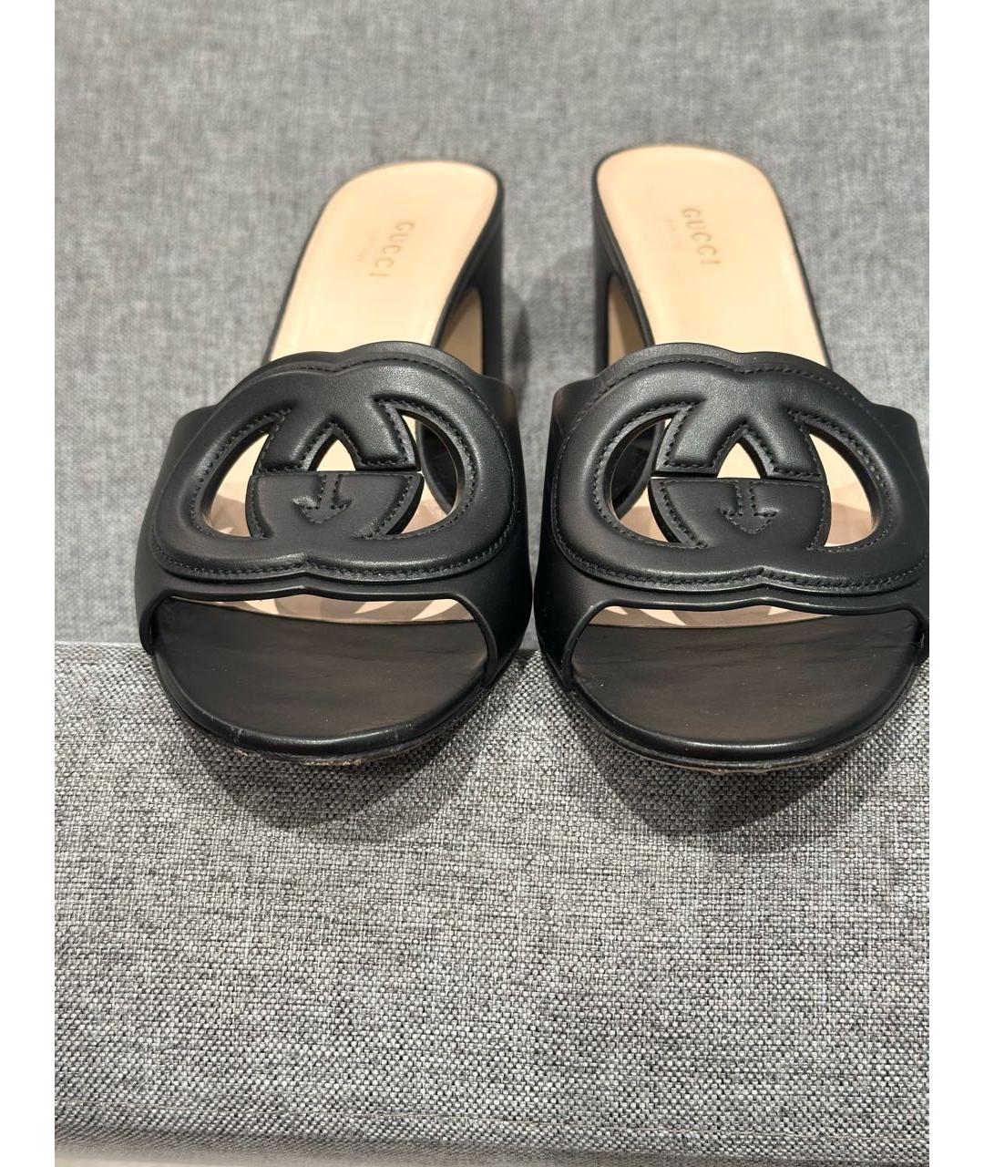 GUCCI Черные кожаные мюли, фото 7