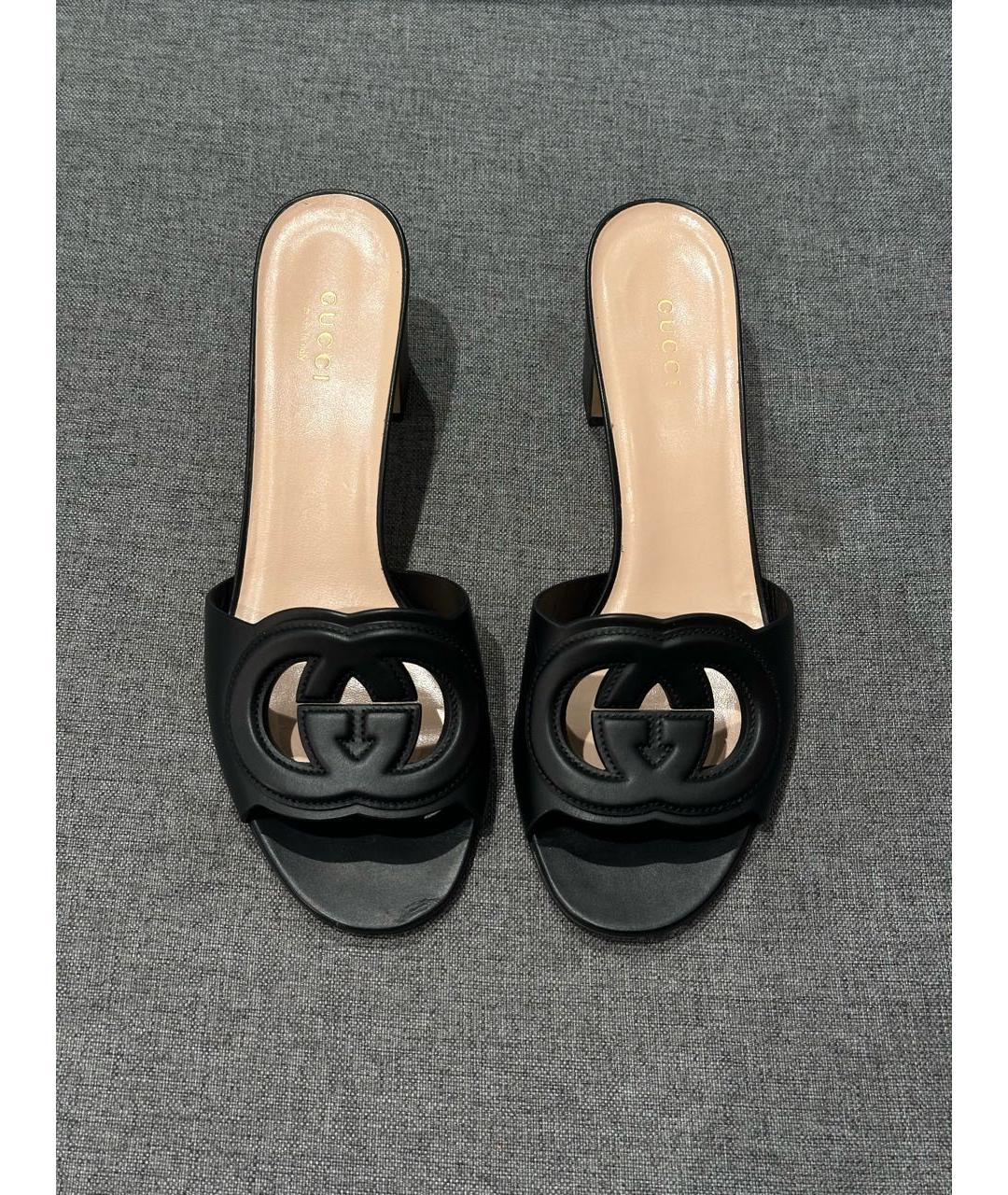 GUCCI Черные кожаные мюли, фото 3