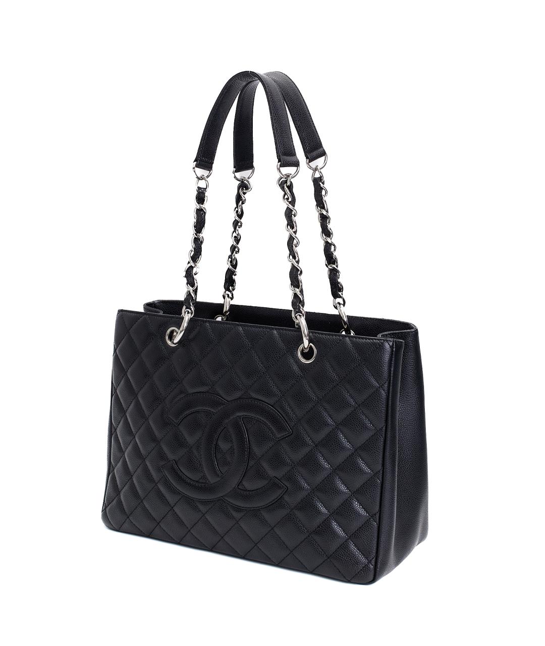 CHANEL Черная кожаная сумка тоут, фото 2