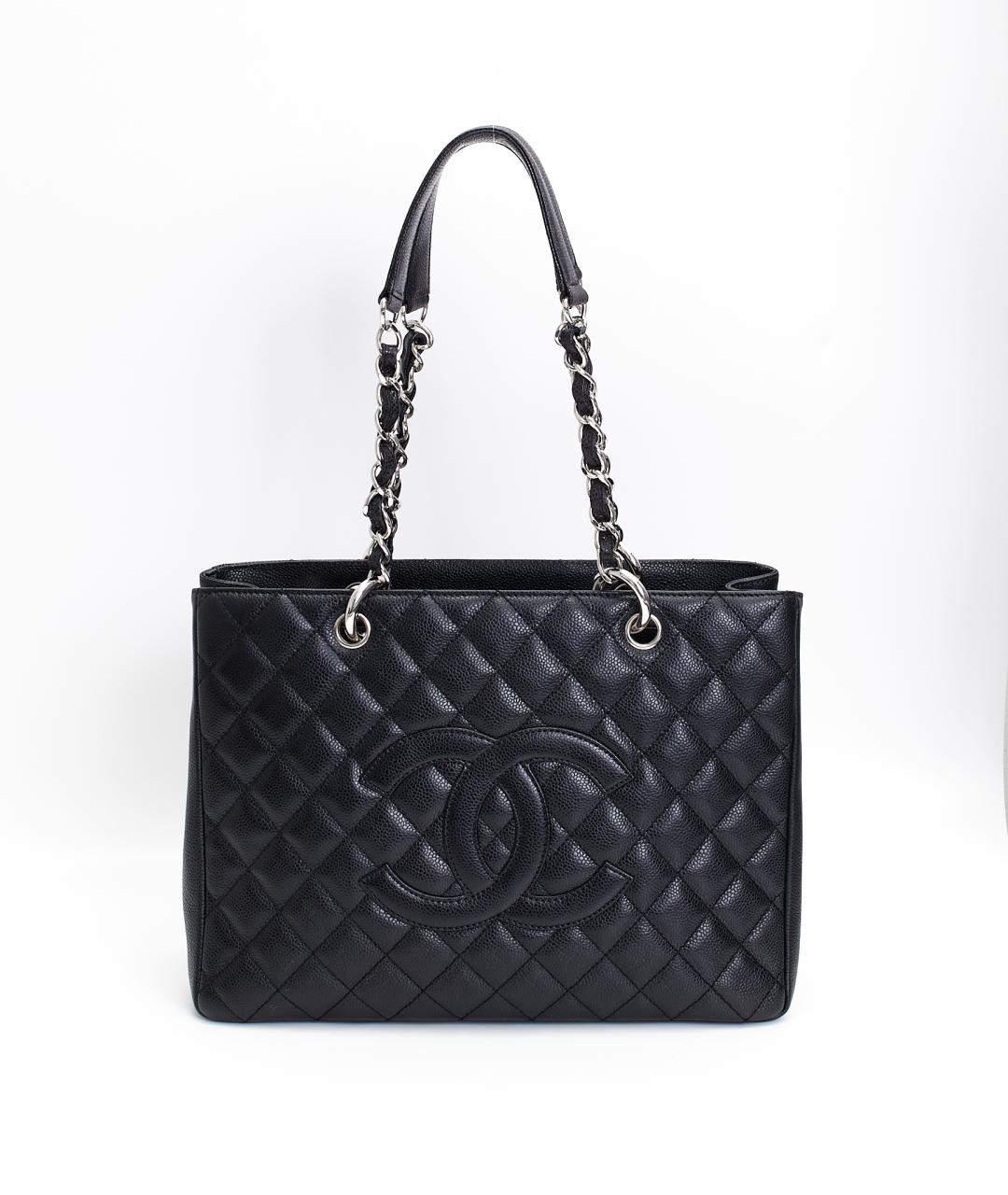 CHANEL Черная кожаная сумка тоут, фото 5