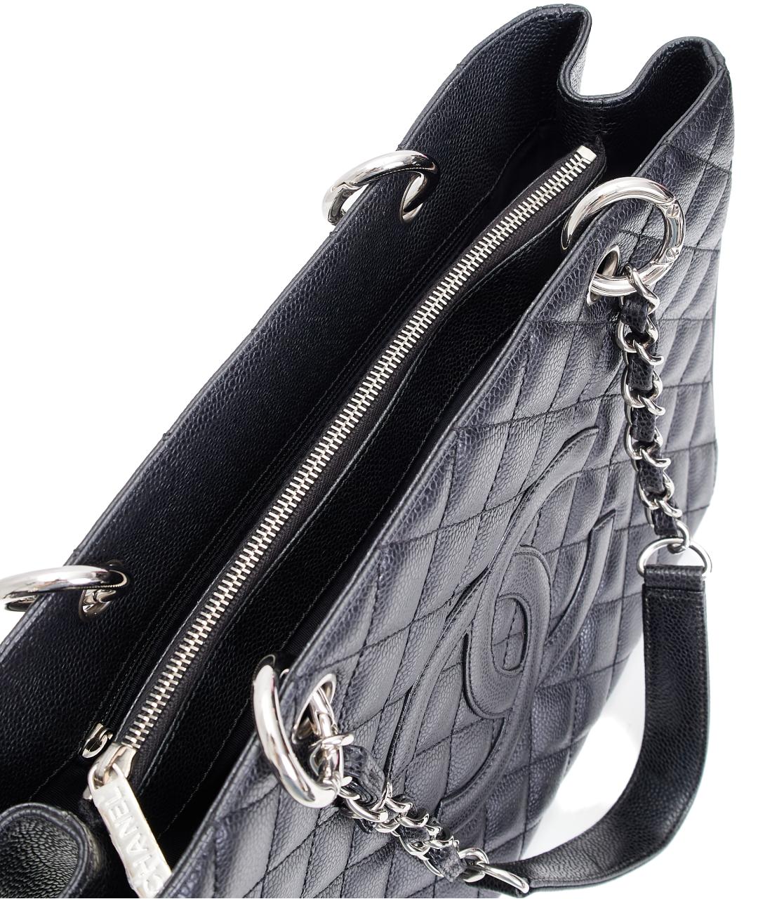 CHANEL Черная кожаная сумка тоут, фото 4