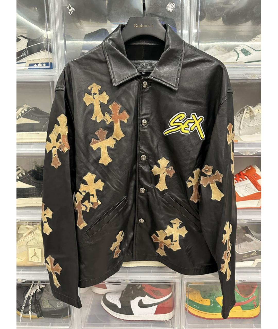 CHROME HEARTS Черная кожаная куртка, фото 7