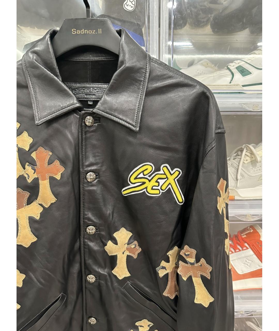 CHROME HEARTS Черная кожаная куртка, фото 6