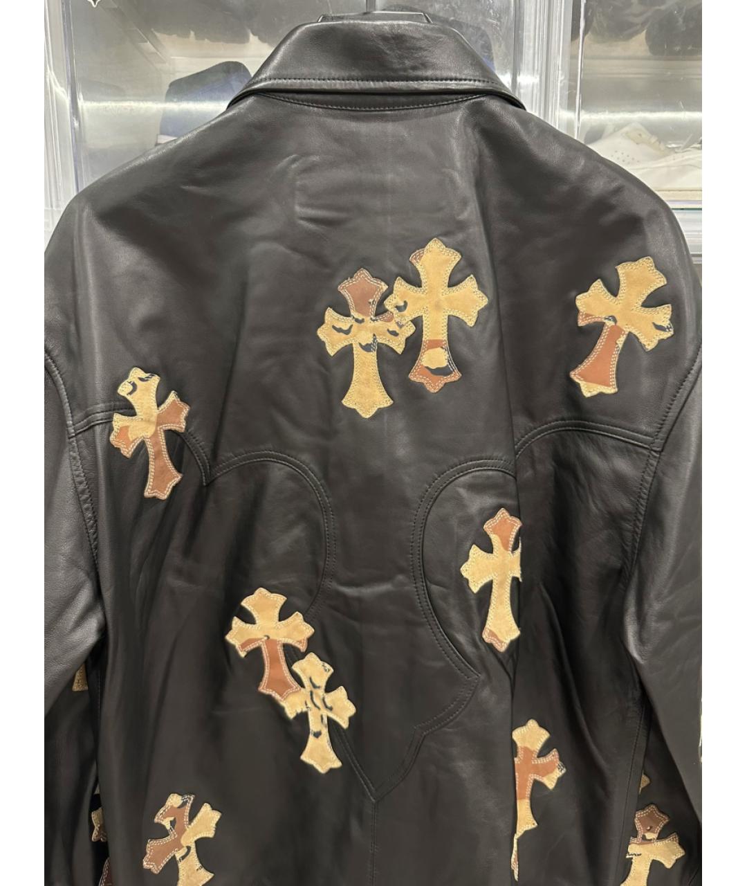 CHROME HEARTS Черная кожаная куртка, фото 4