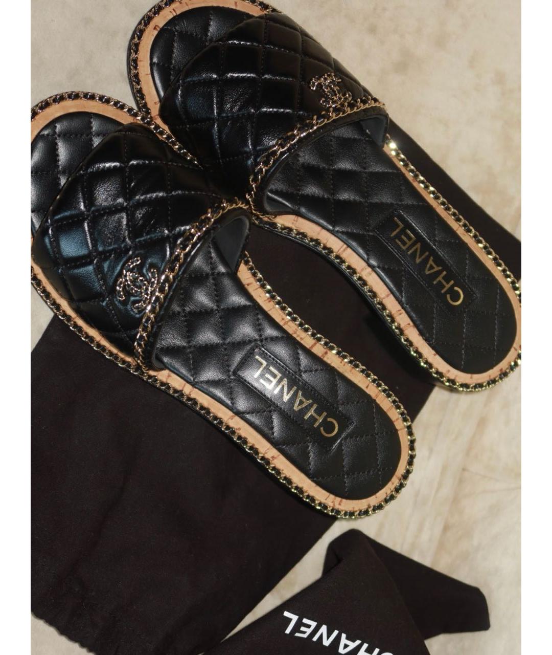 CHANEL Черные кожаные мюли, фото 3