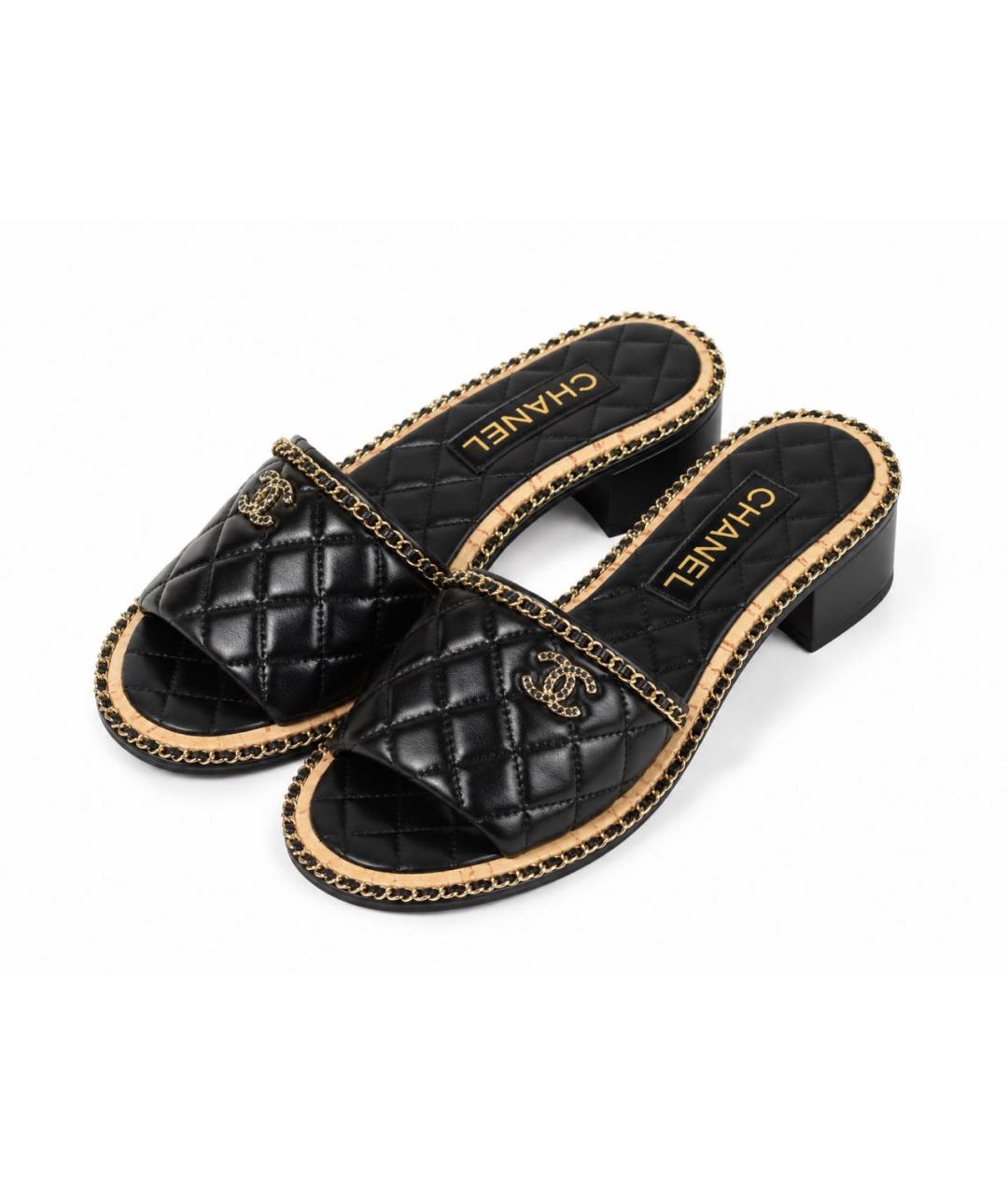 CHANEL Черные кожаные мюли, фото 8