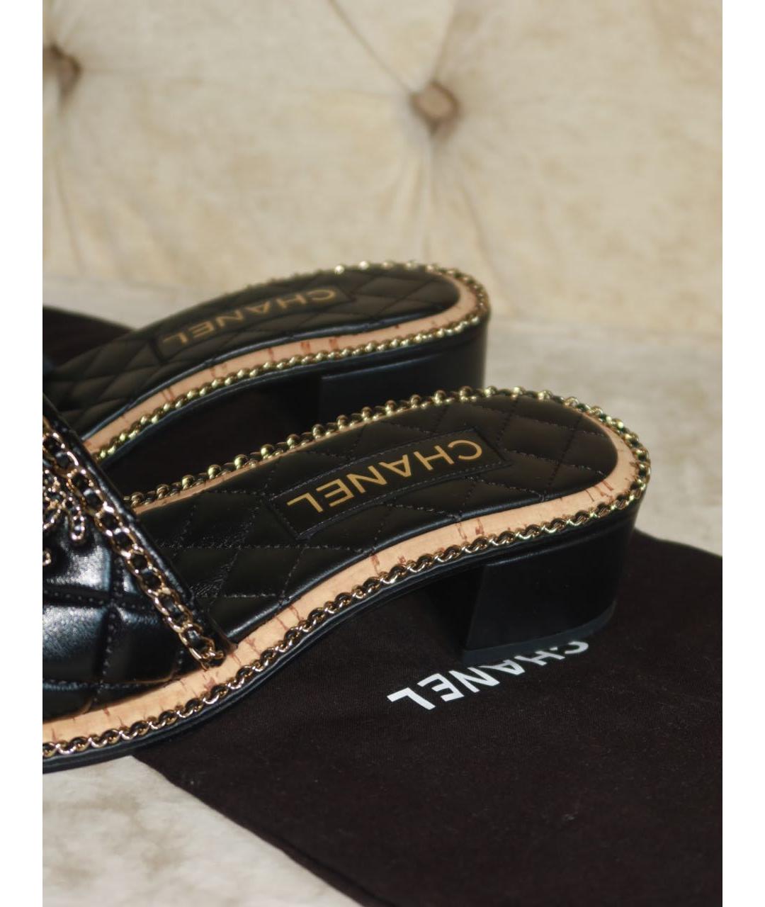 CHANEL Черные кожаные мюли, фото 4