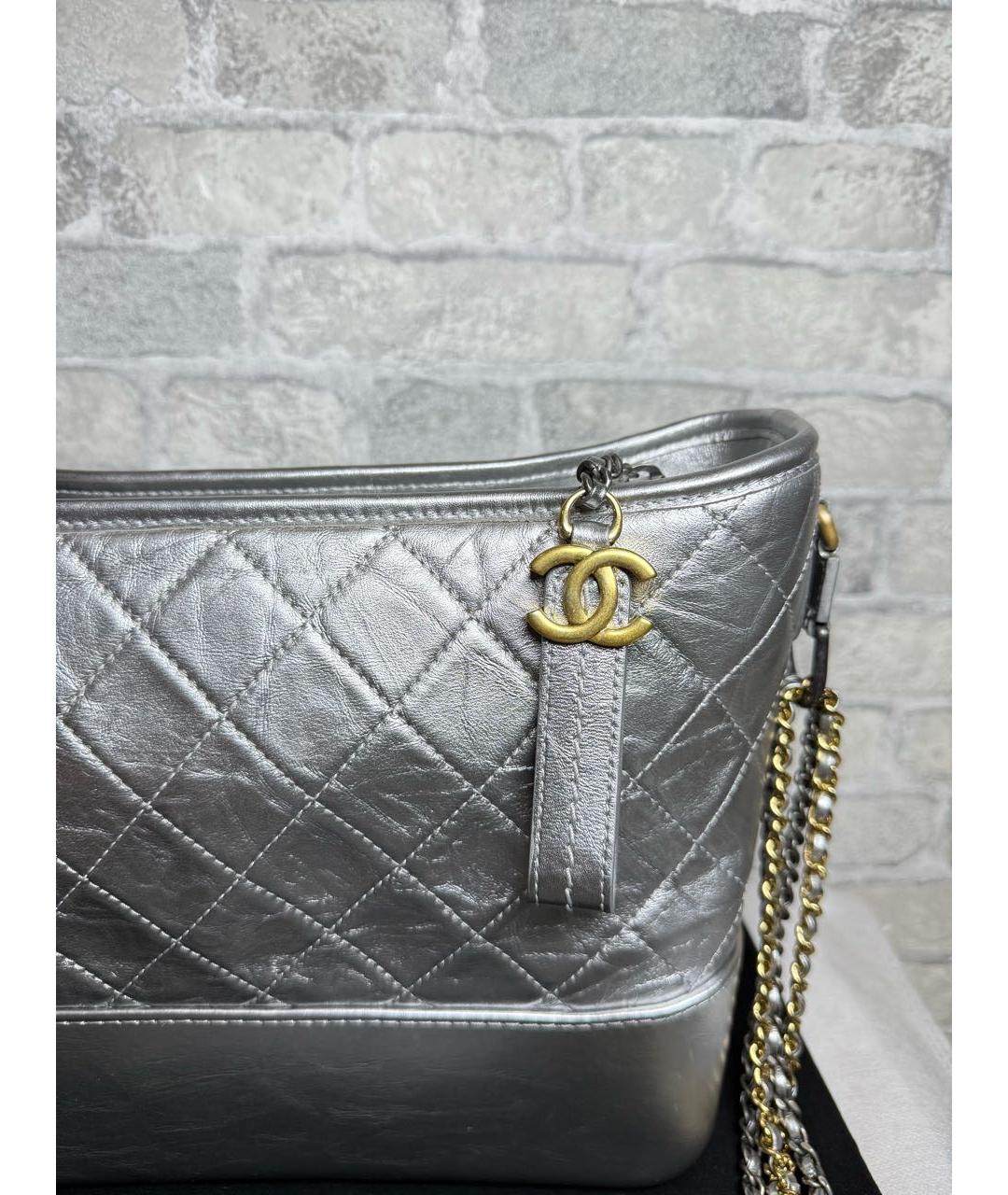 CHANEL Серебряная кожаная сумка через плечо, фото 3
