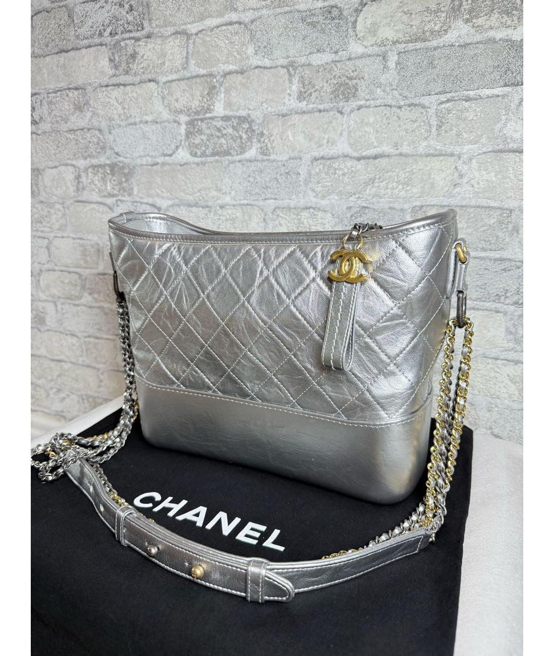 CHANEL Серебряная кожаная сумка через плечо, фото 2