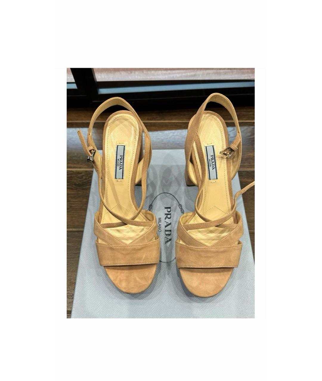 PRADA Розовые замшевые босоножки, фото 6