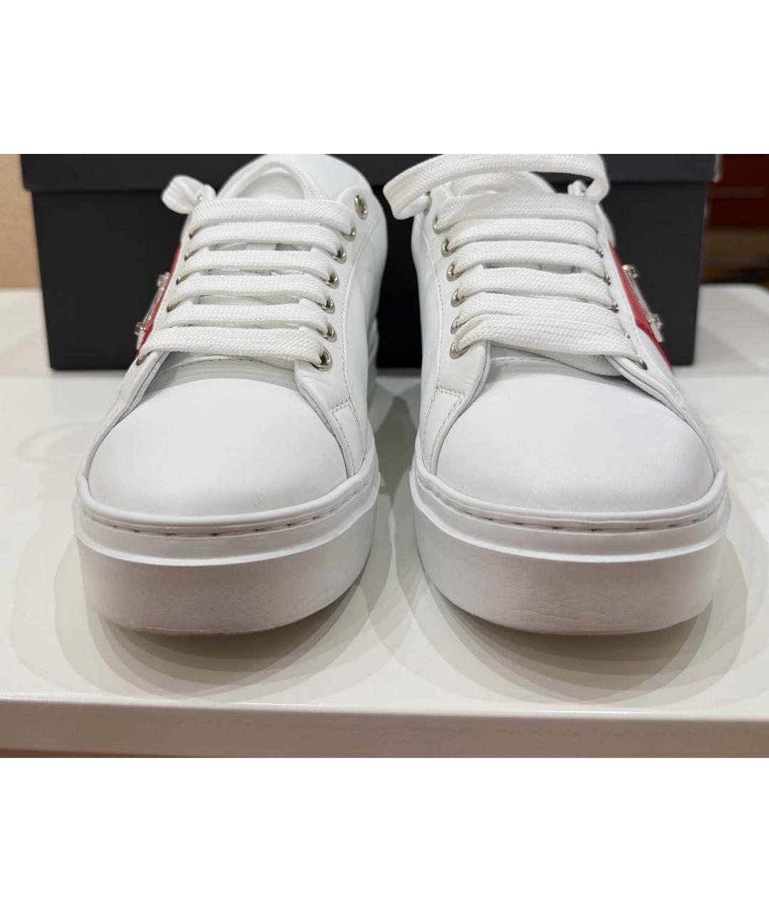 PHILIPP PLEIN Белые кожаные кеды, фото 2