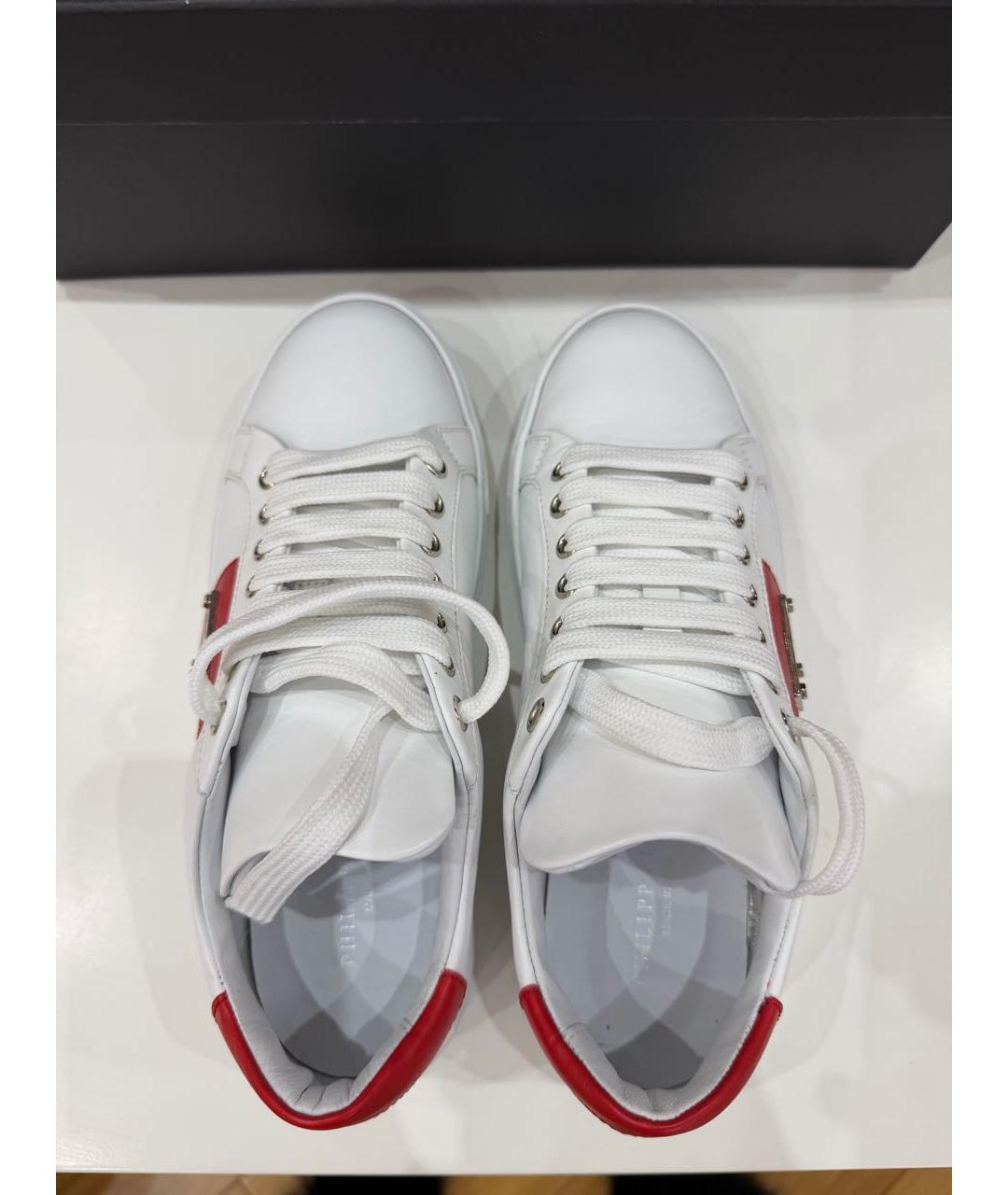 PHILIPP PLEIN Белые кожаные кеды, фото 3