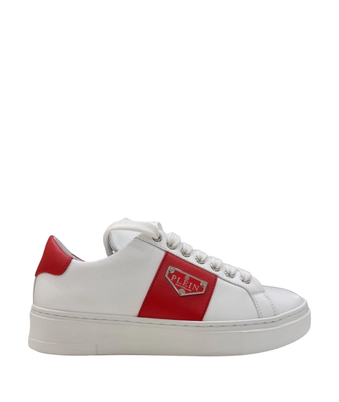 PHILIPP PLEIN Белые кожаные кеды, фото 1