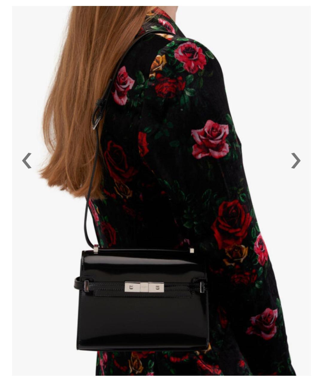 SAINT LAURENT Черная сумка через плечо из лакированной кожи, фото 3