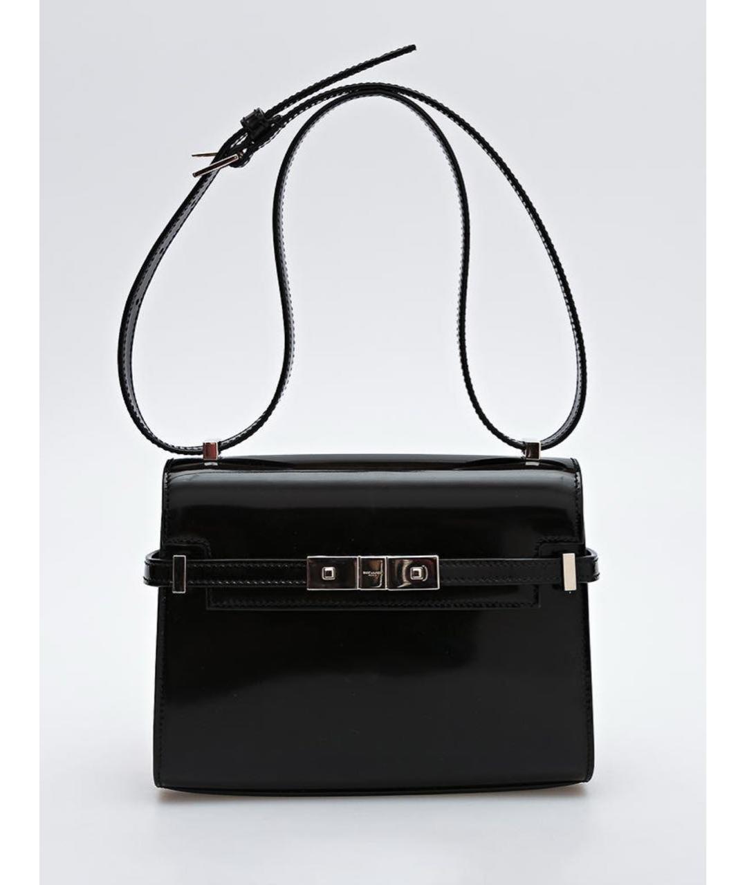 SAINT LAURENT Черная сумка через плечо из лакированной кожи, фото 5