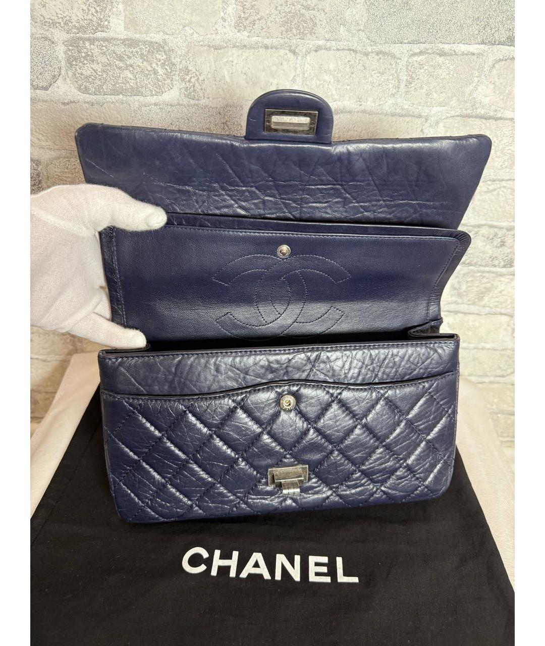 CHANEL Темно-синяя кожаная сумка через плечо, фото 7