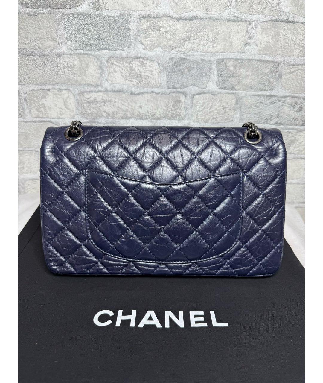 CHANEL Темно-синяя кожаная сумка через плечо, фото 4