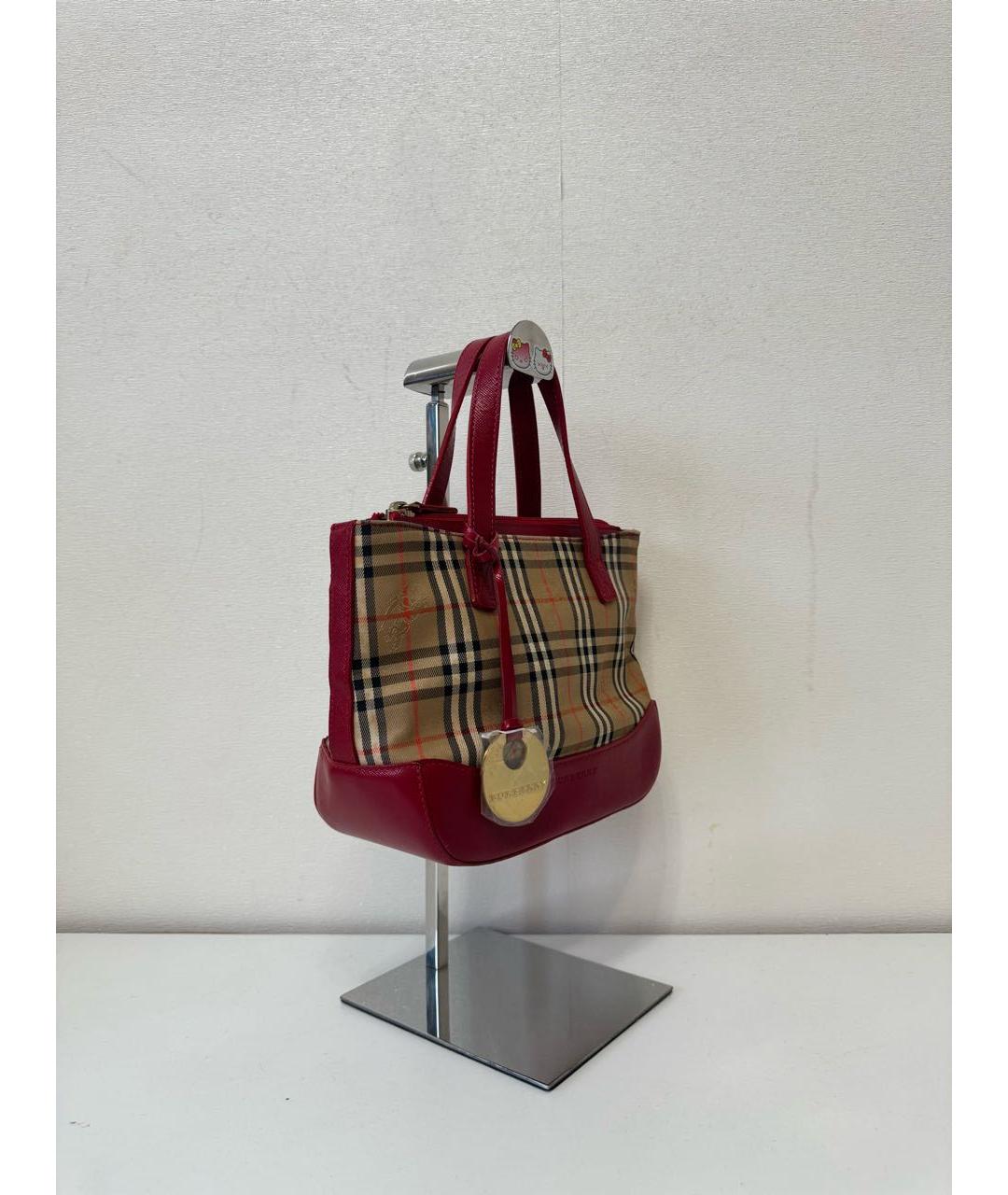 BURBERRY Красная сумка с короткими ручками, фото 2