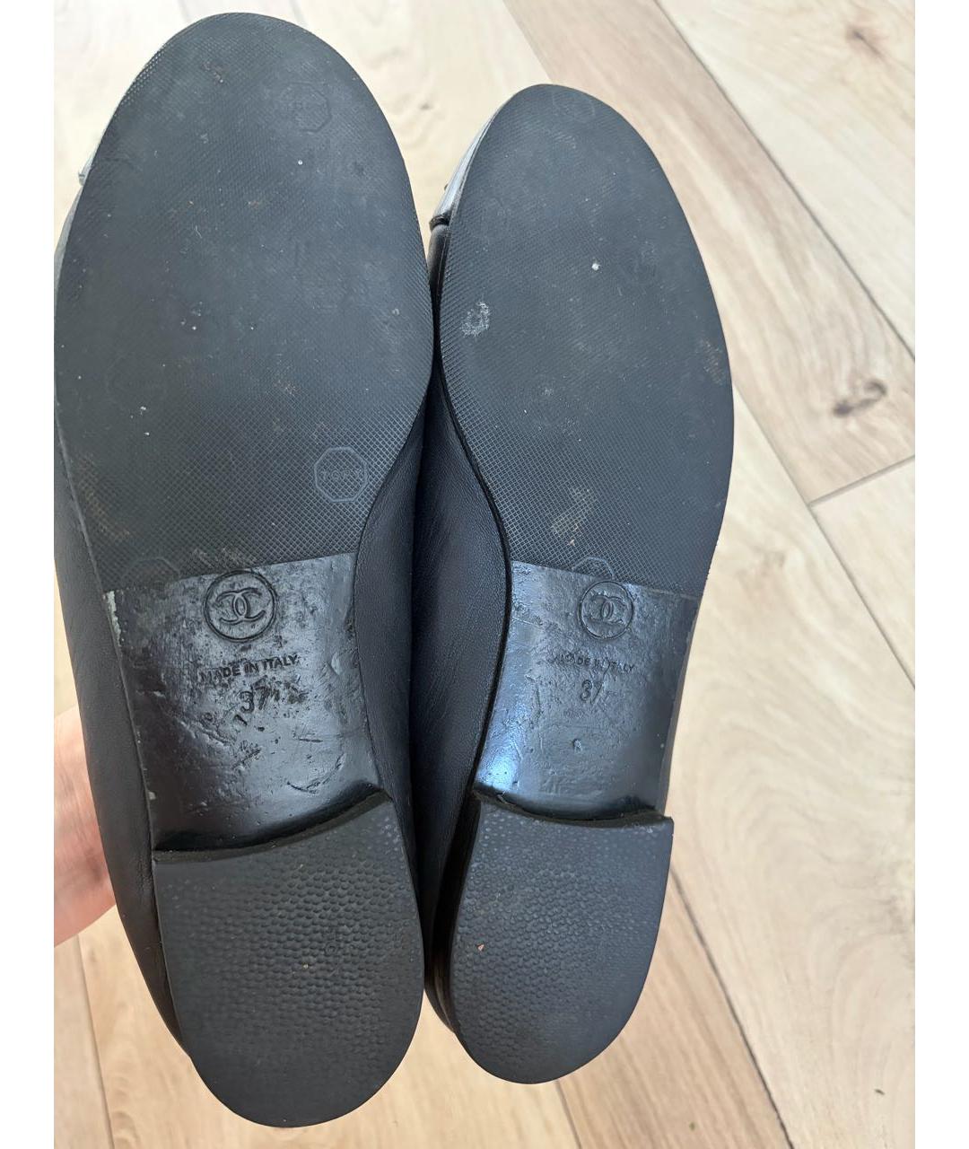 CHANEL Черные кожаные балетки, фото 5