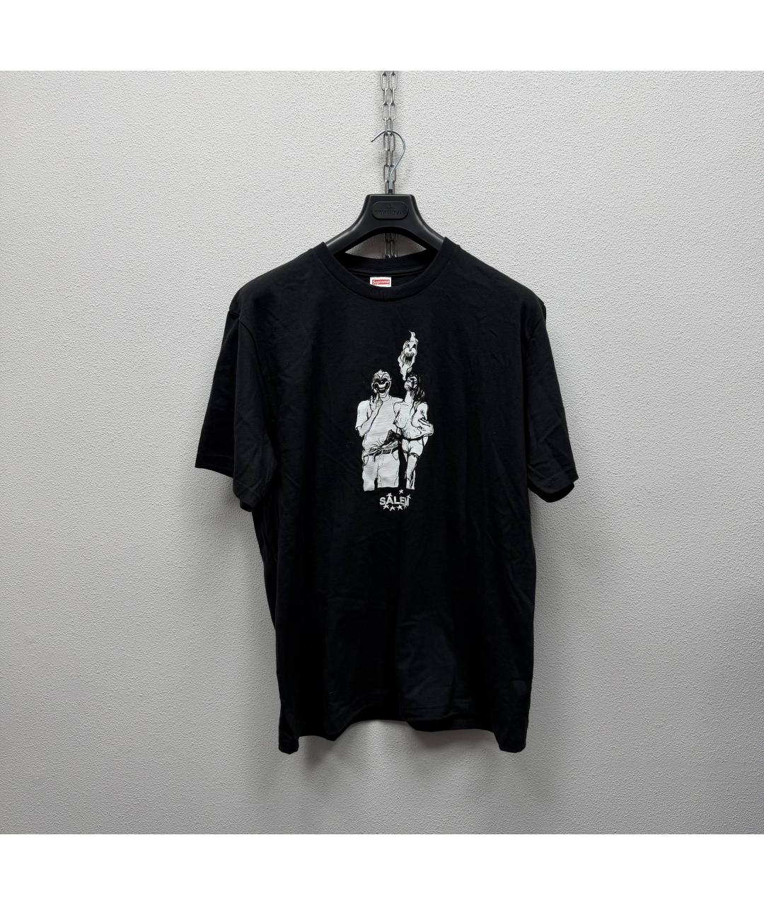 SUPREME Черная хлопковая футболка, фото 2