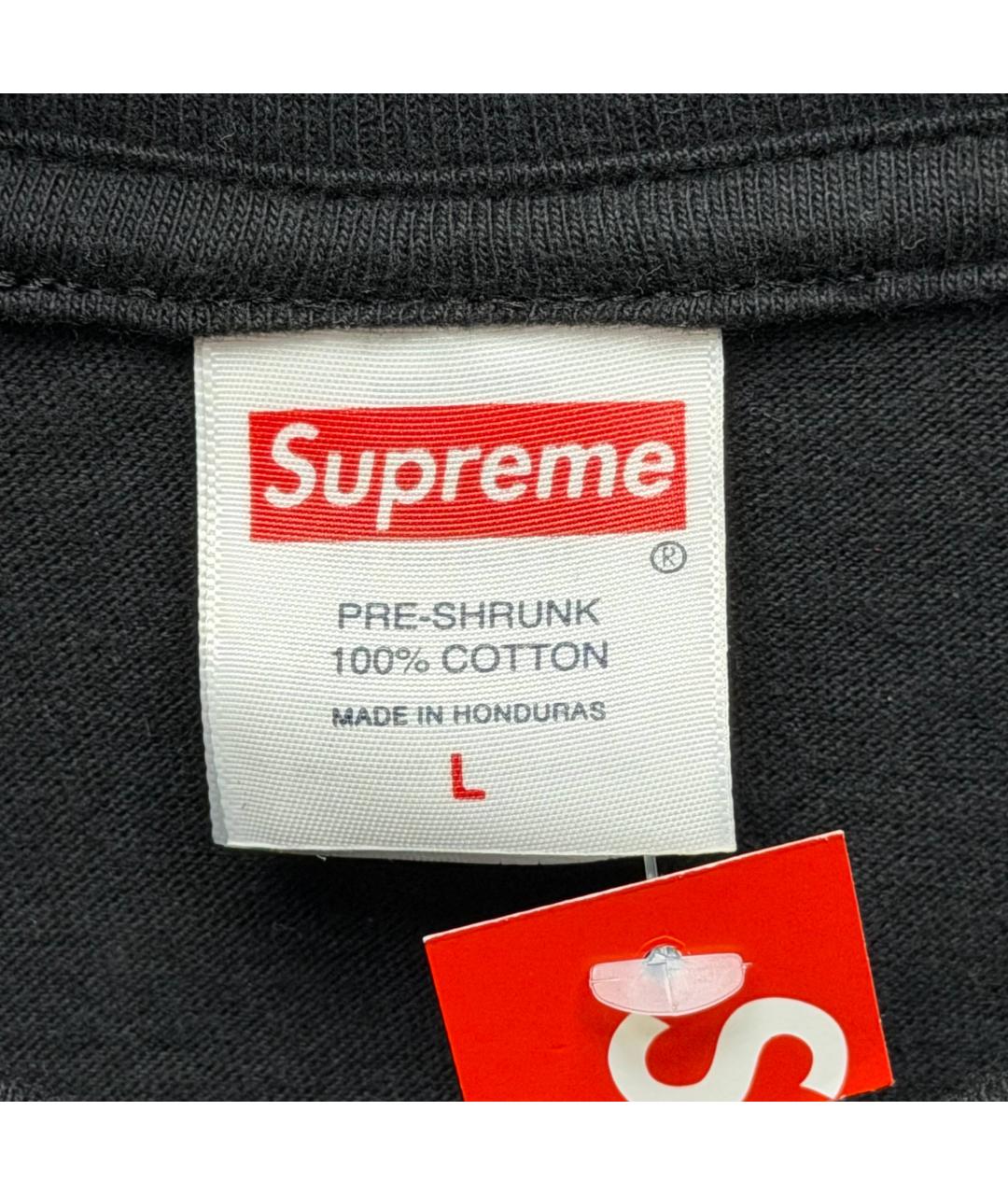 SUPREME Черная хлопковая футболка, фото 4