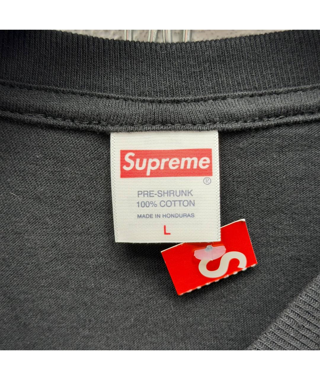 SUPREME Черная футболка, фото 3