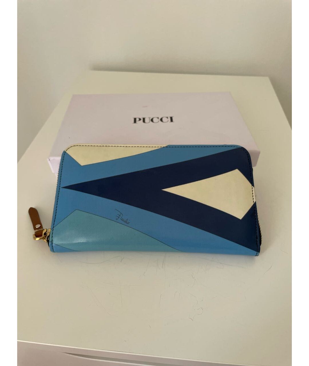 EMILIO PUCCI Голубой кожаный кошелек, фото 6