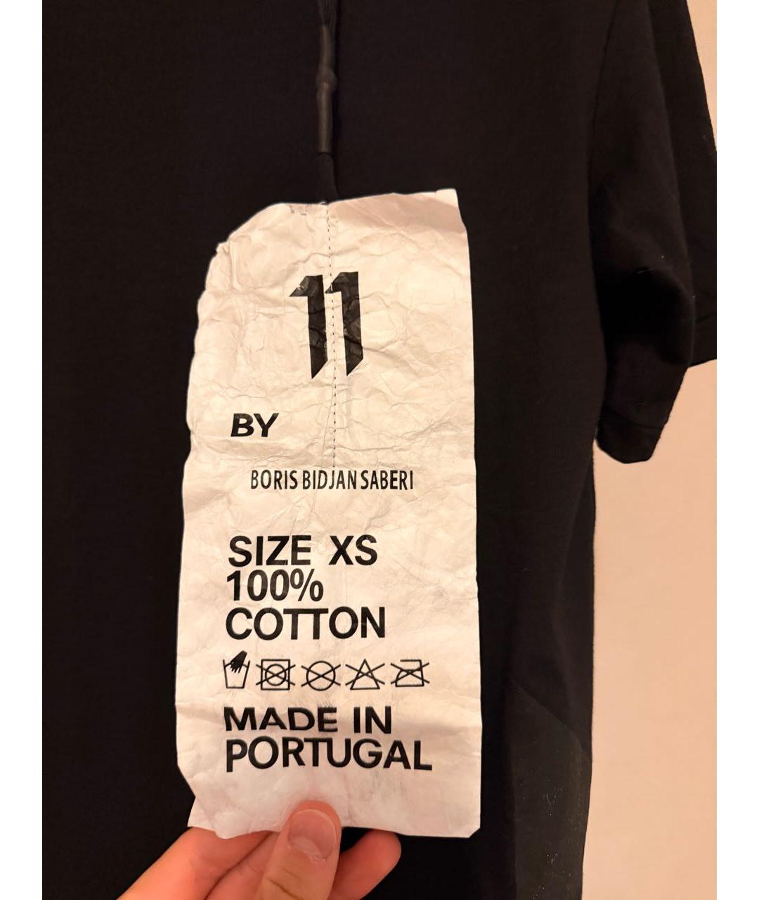 11 BY BORIS BIDJAN SABERI Черная хлопковая футболка, фото 3