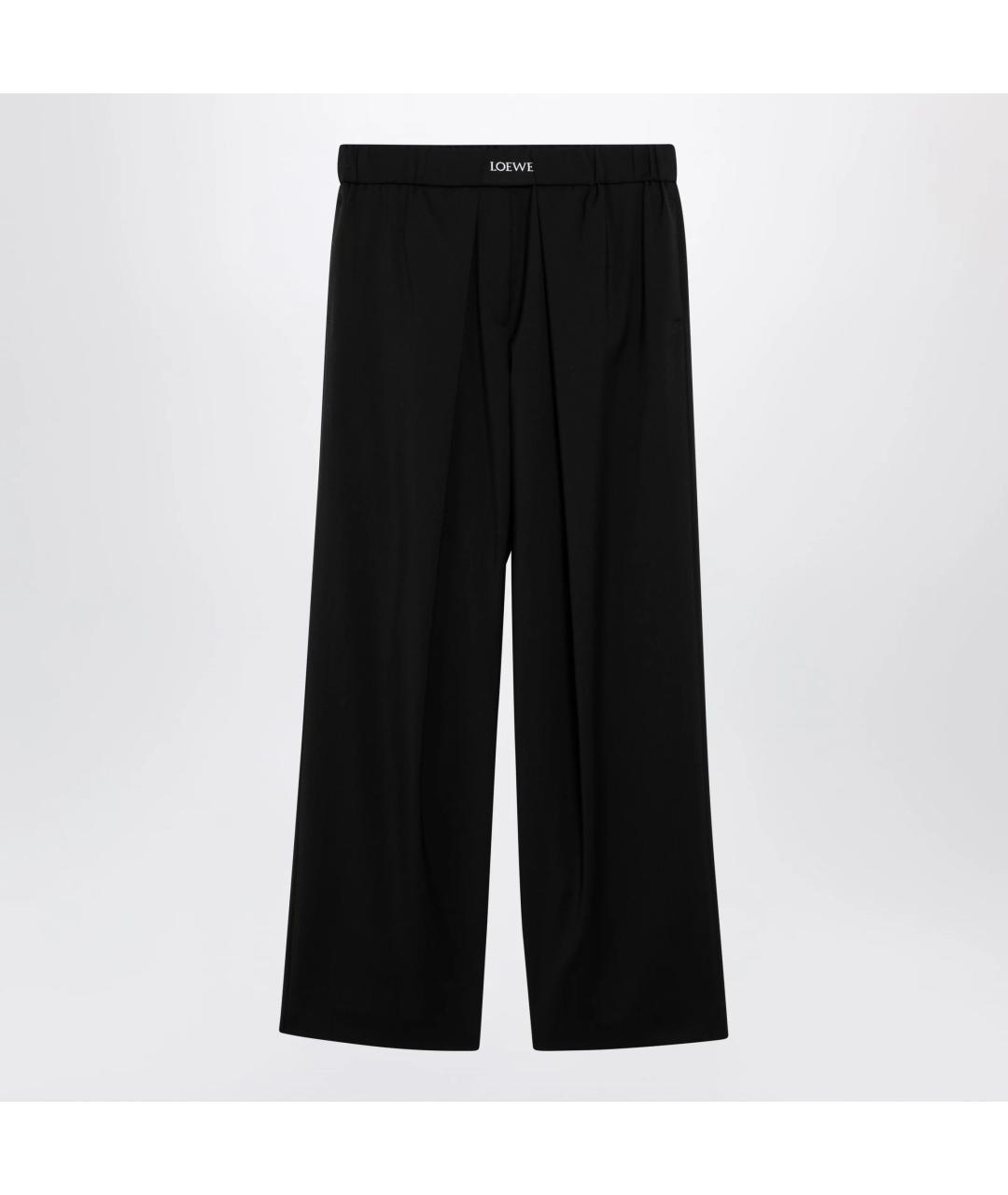 LOEWE Черные шерстяные прямые брюки, фото 3