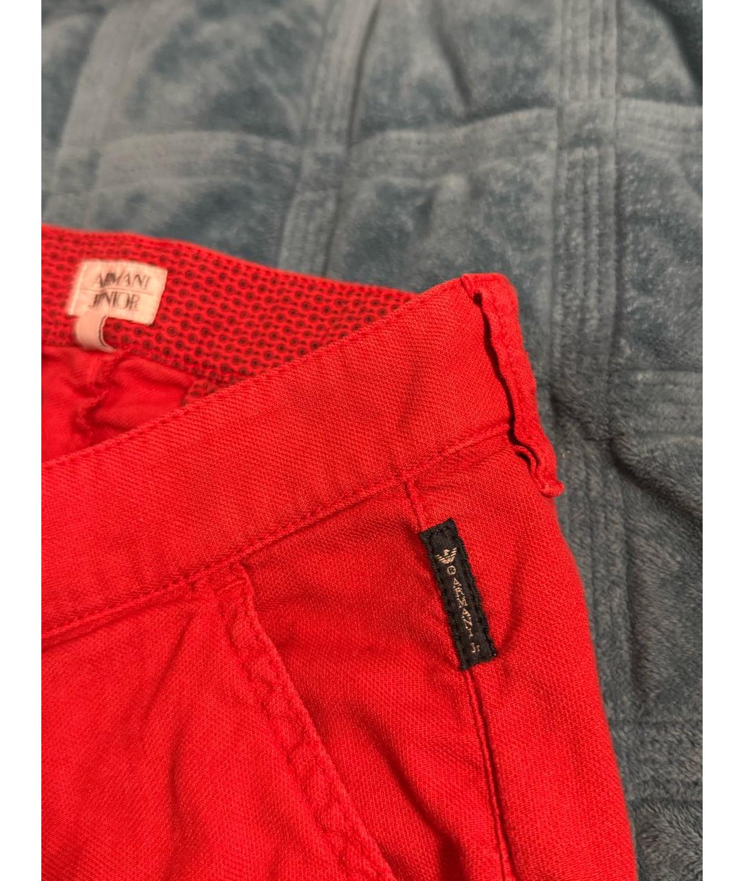 ARMANI JUNIOR Красные хлопковые брюки и шорты, фото 5