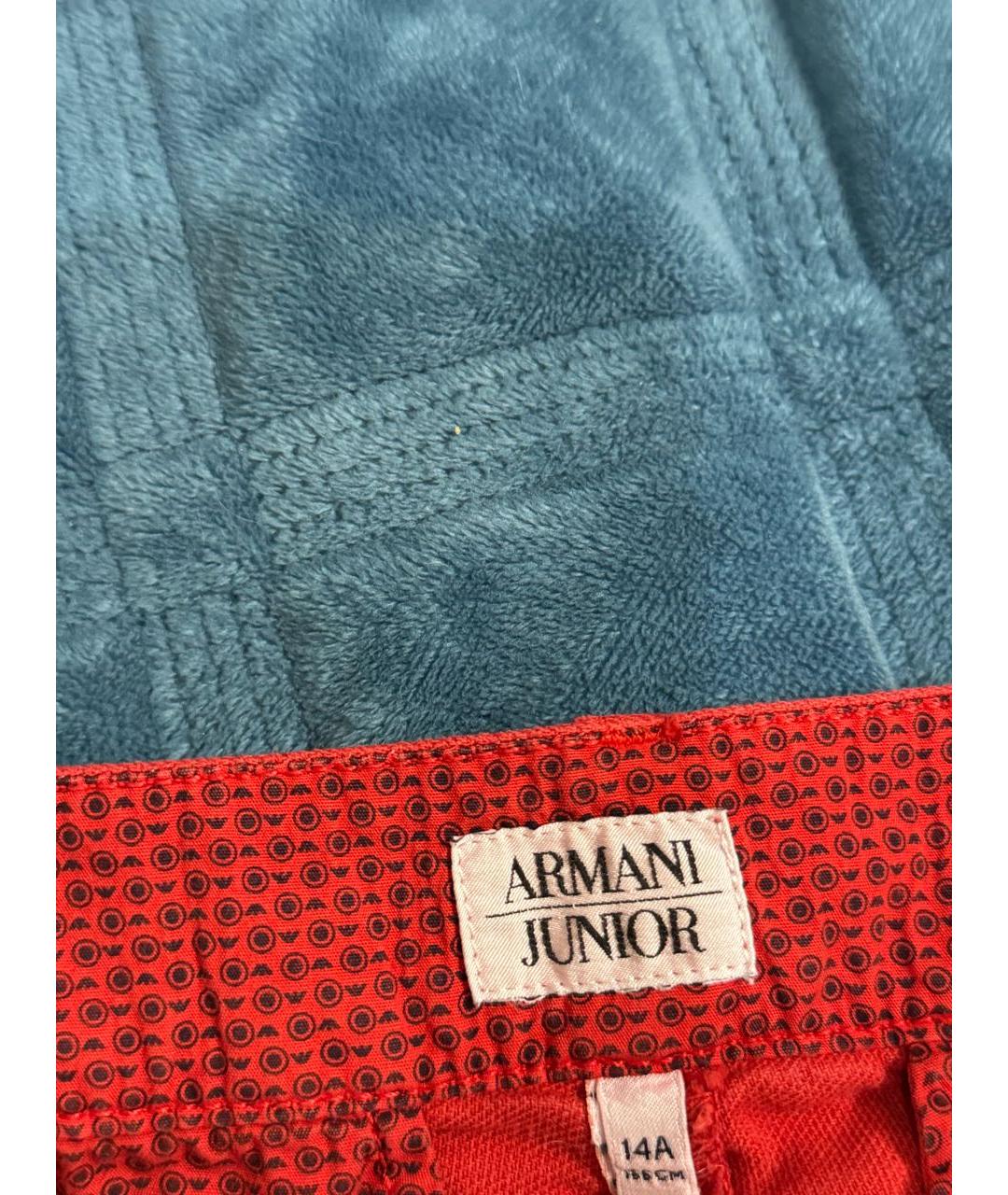 ARMANI JUNIOR Красные хлопковые брюки и шорты, фото 6
