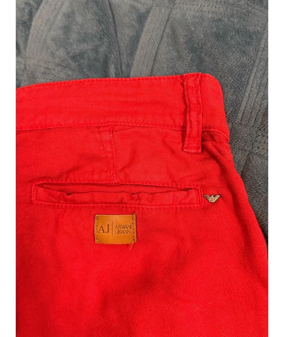 ARMANI JUNIOR Красные хлопковые брюки и шорты, фото 4