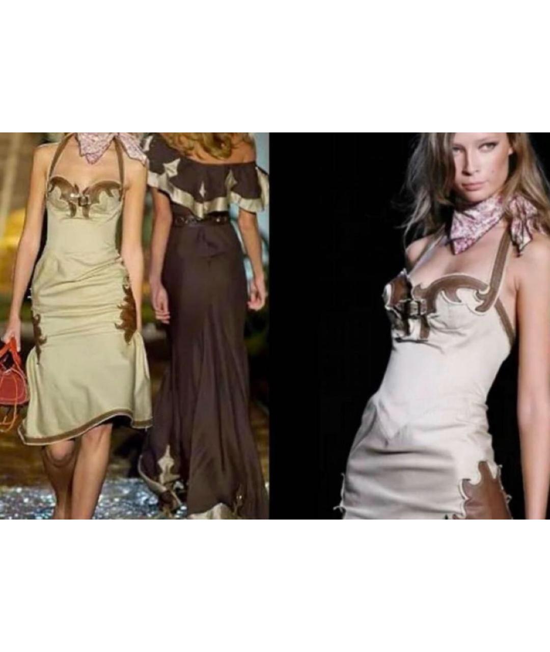 DSQUARED2 Бежевое хлопковое платье, фото 8