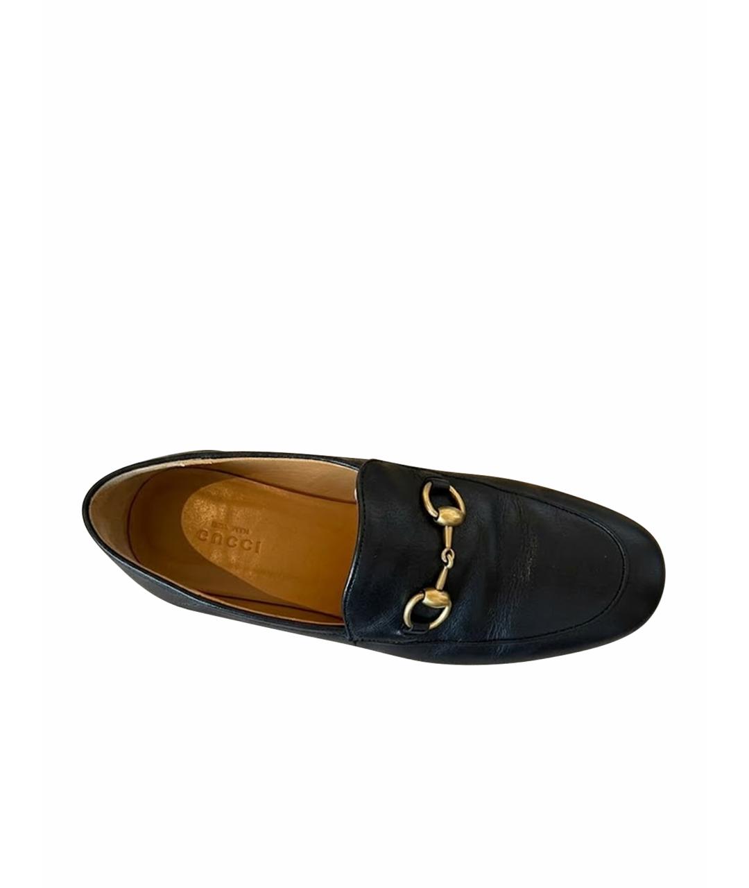GUCCI Черные кожаные лоферы, фото 1