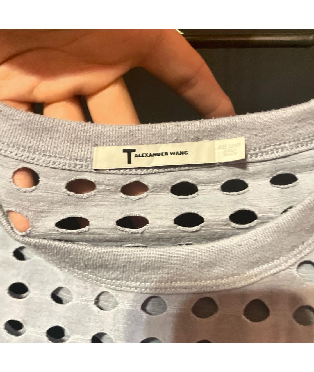 ALEXANDER WANG Голубая полиэстеровая футболка, фото 7