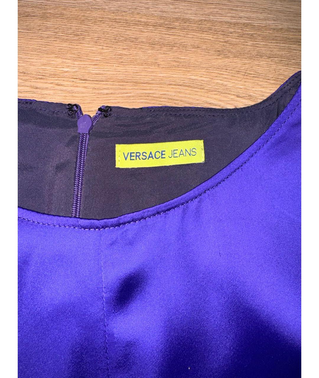 VERSACE JEANS COUTURE Фиолетовое шелковое повседневное платье, фото 5