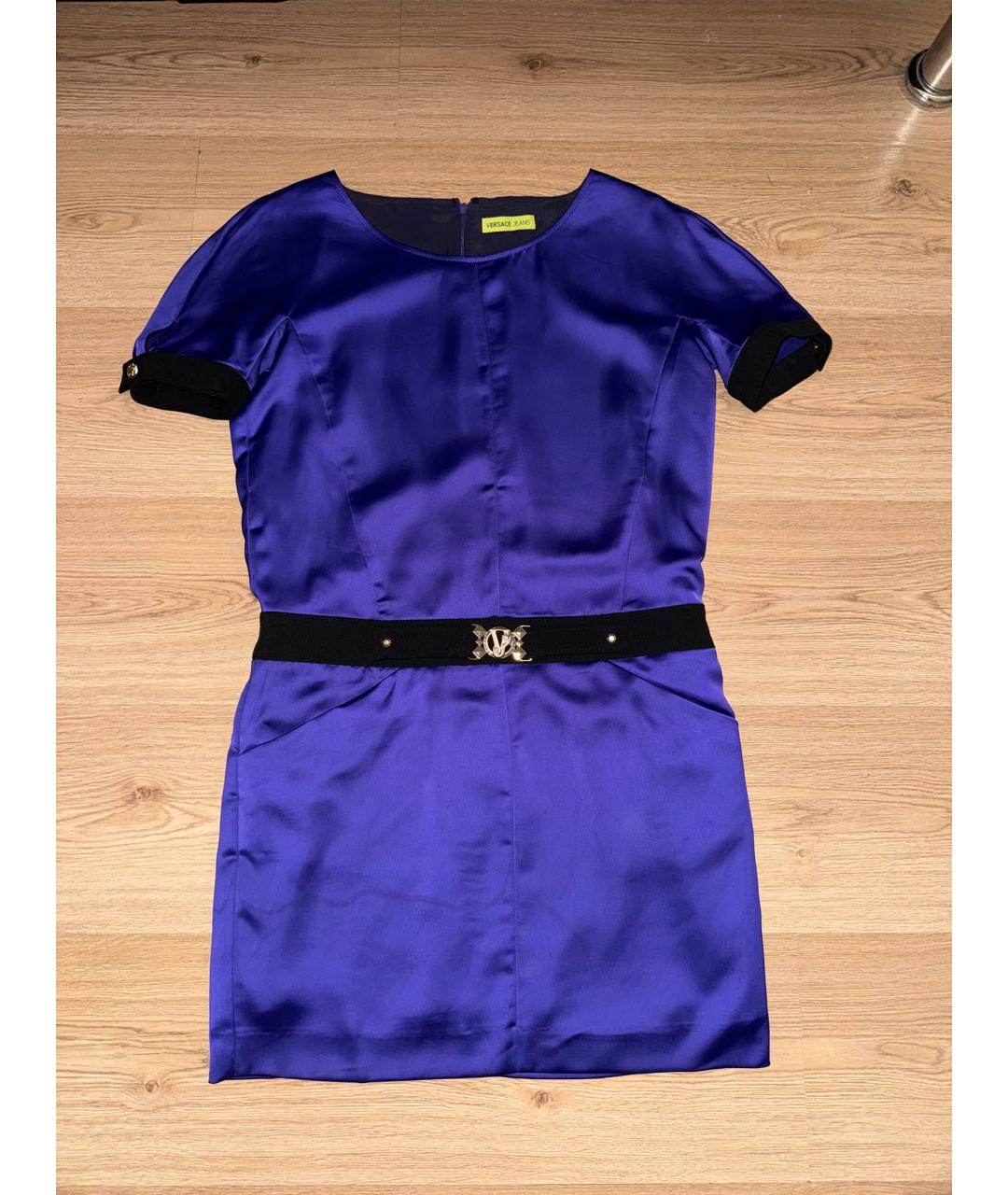 VERSACE JEANS COUTURE Фиолетовое шелковое повседневное платье, фото 8