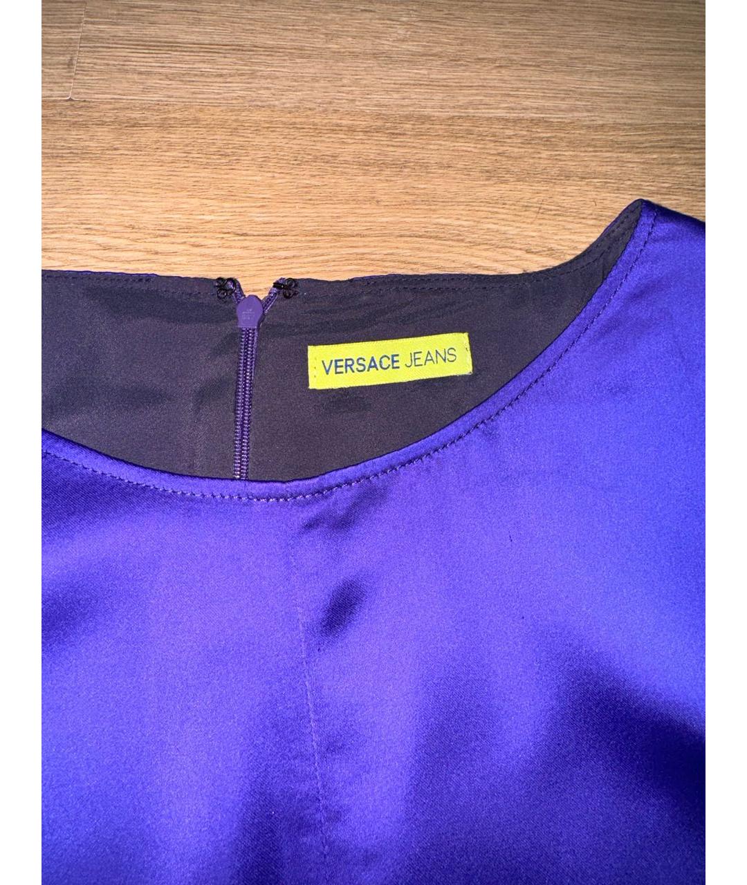 VERSACE JEANS COUTURE Фиолетовое шелковое повседневное платье, фото 4