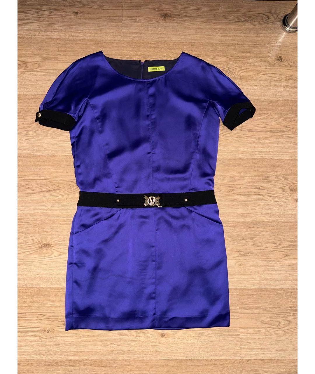 VERSACE JEANS COUTURE Фиолетовое шелковое повседневное платье, фото 7