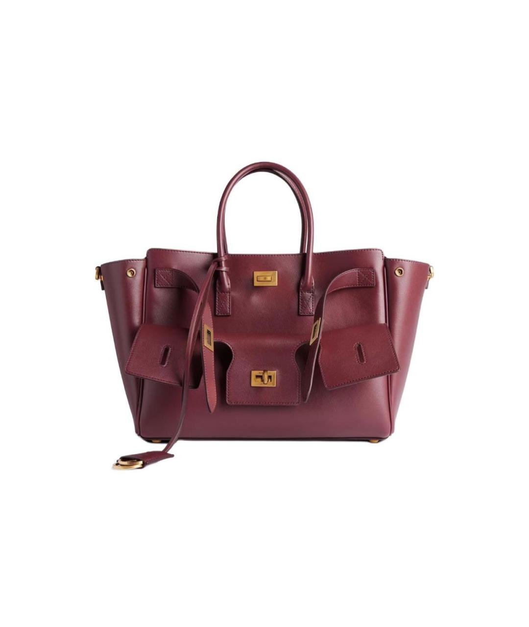 BALENCIAGA Бордовая кожаная сумка тоут, фото 9