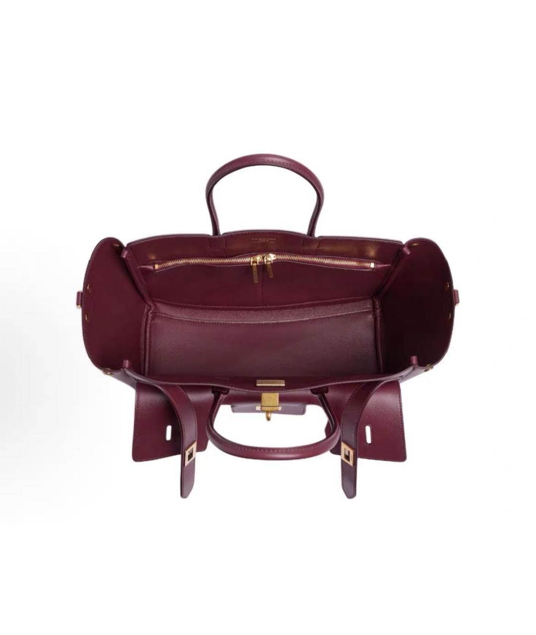 BALENCIAGA Бордовая кожаная сумка тоут, фото 3