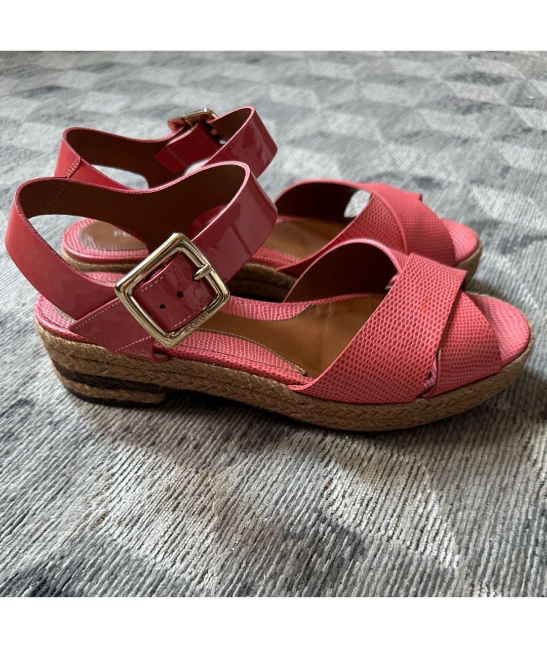 FENDI Коралловые кожаные босоножки, фото 8