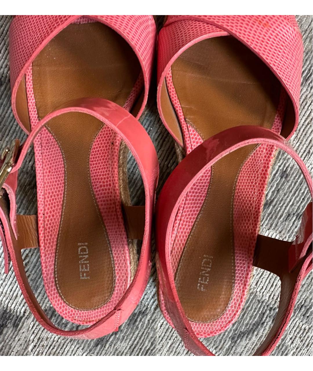 FENDI Коралловые кожаные босоножки, фото 3