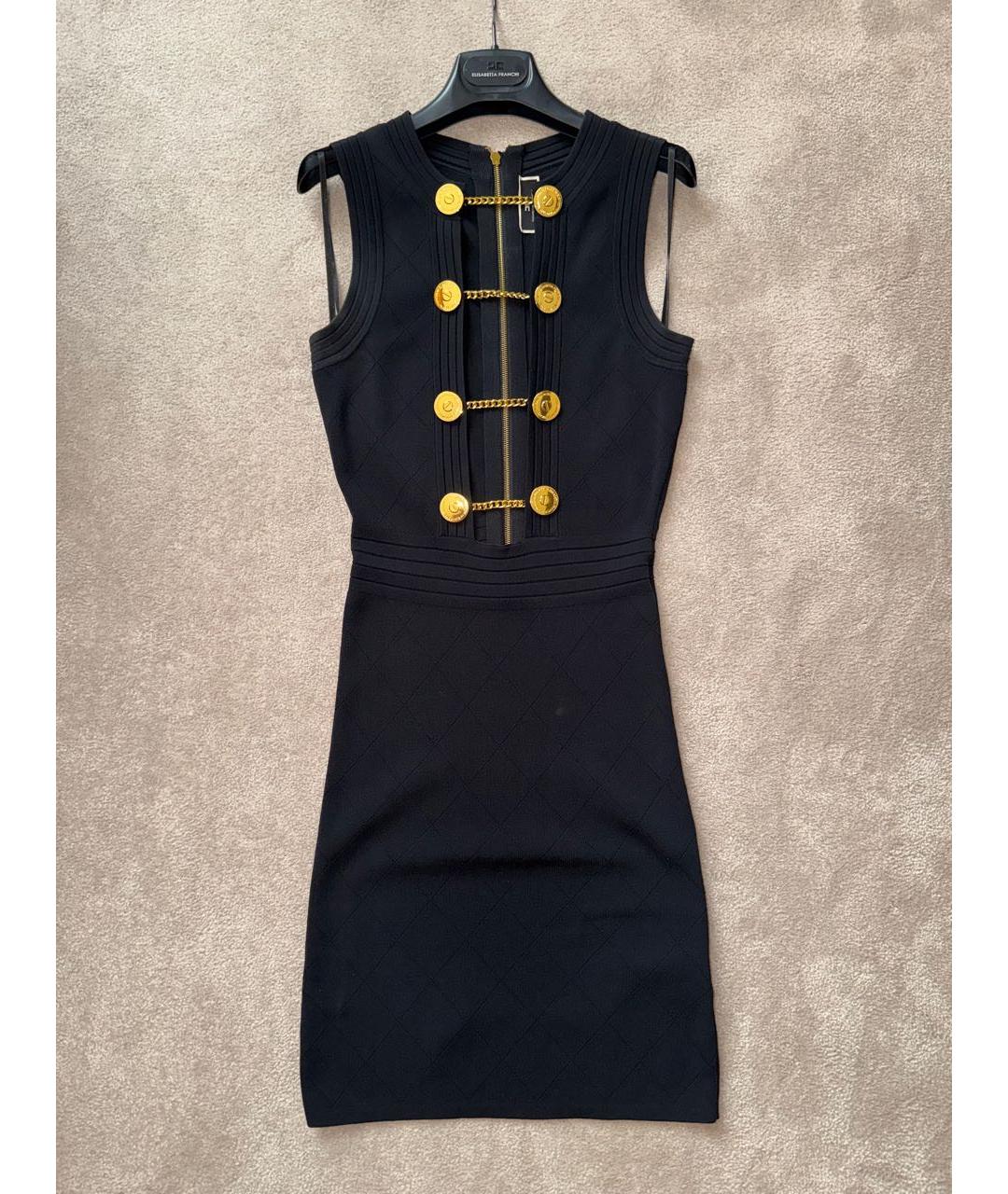 ELISABETTA FRANCHI Черное хлопковое коктейльное платье, фото 4