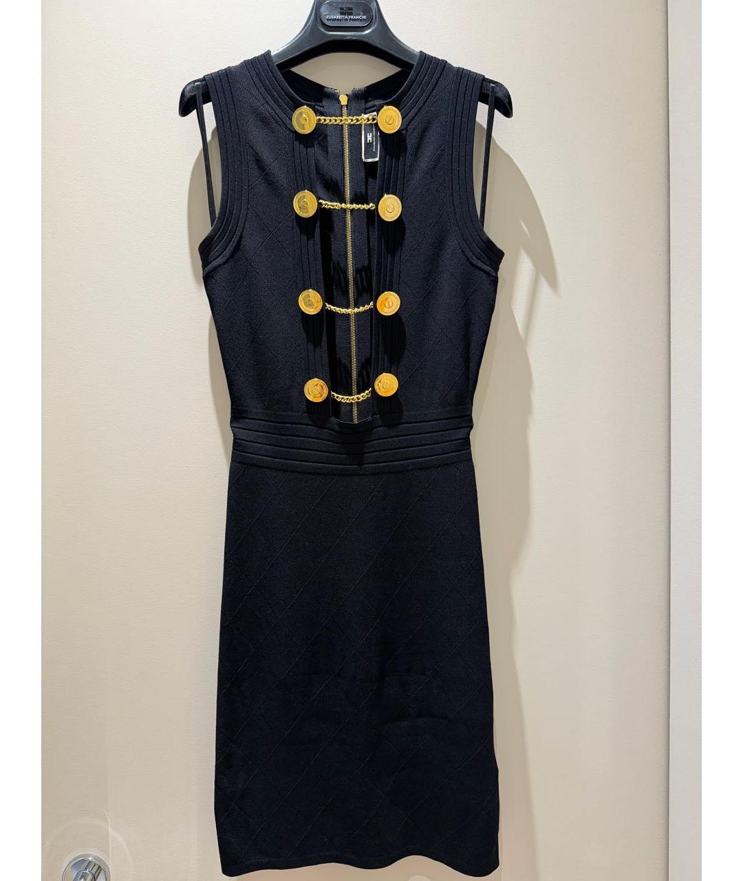 ELISABETTA FRANCHI Черное хлопковое коктейльное платье, фото 6