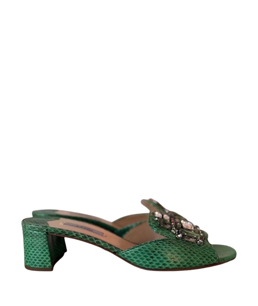 PRADA Зеленые мюли из экзотической кожи, фото 1