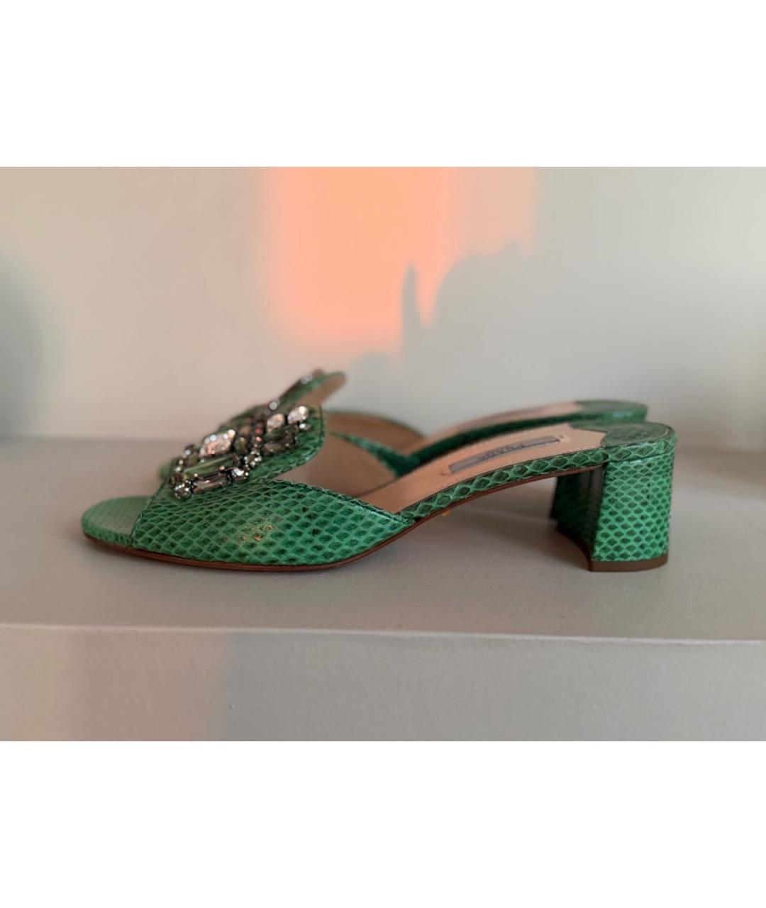 PRADA Зеленые мюли из экзотической кожи, фото 7